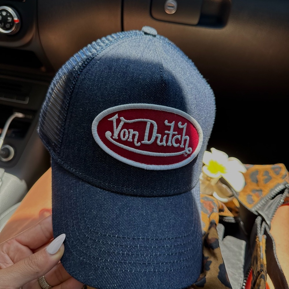 Von Dutch Navy Cap with Red Logo Patch